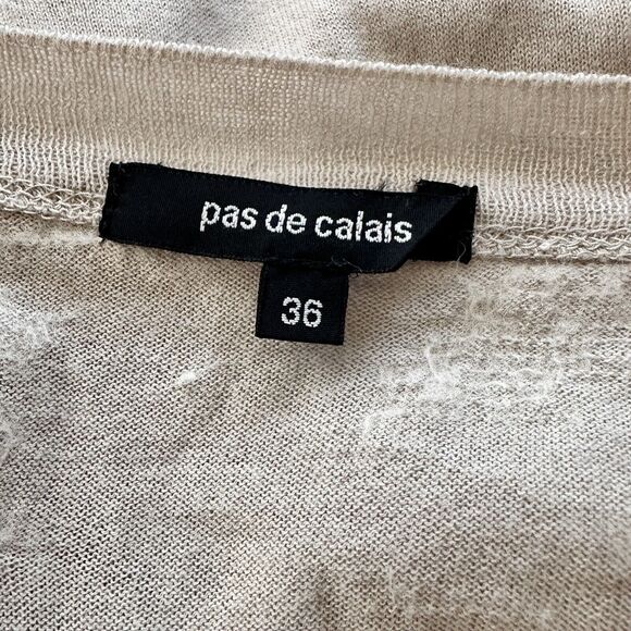 Pas de Calais M Wool Cotton Textured Long Sleeve Sweater Taupe  Made In Japan 36 - Picture 3 of 12